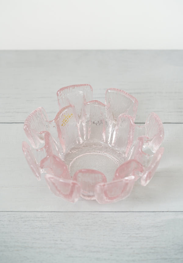 Funky Vintage 1960s Pink Viking Glass Flower Bowl Vase