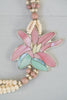 Beautiful Vintage Beaded Hawaiian Flower Shell Inlay Necklace