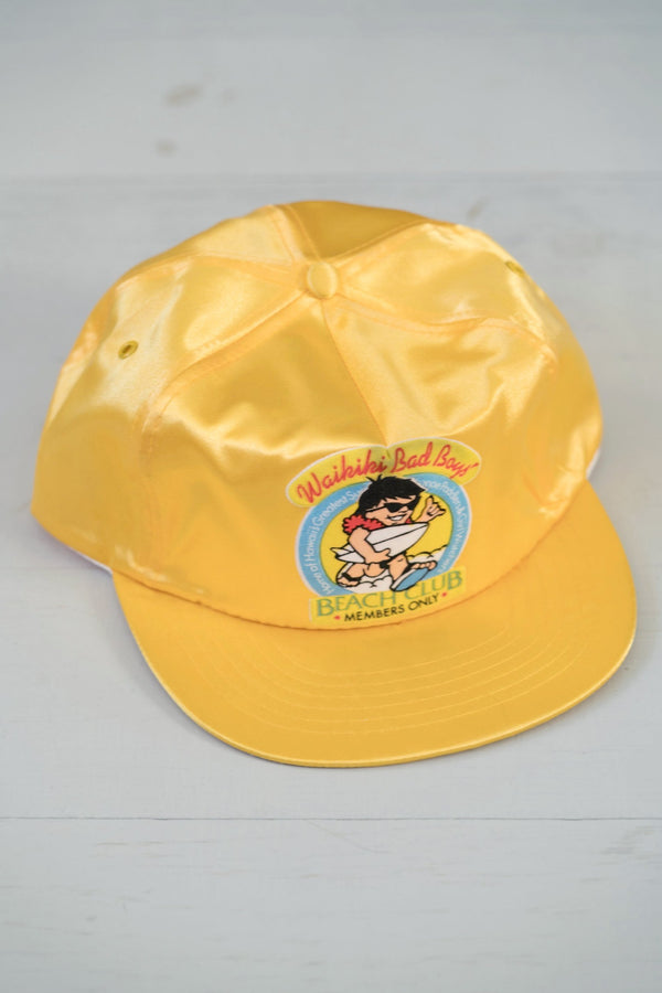 Vintage Shiny Gold Waikiki Bad Boys Beach Club Strapback Hat