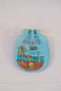 Vintage 1950s Blue Leather Hula Girl Marbles Change Pouch