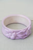 Vintage Midcentury Purple Plastic Carved Flower Bangle Bracelet