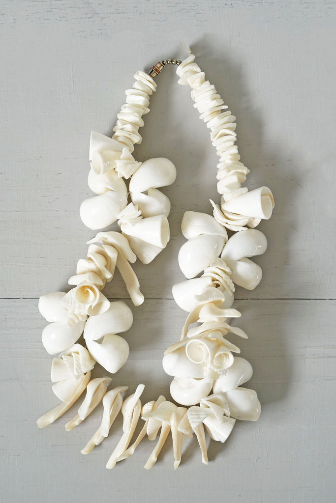 Vintage Chunky and Wild Large White Shell Necklace