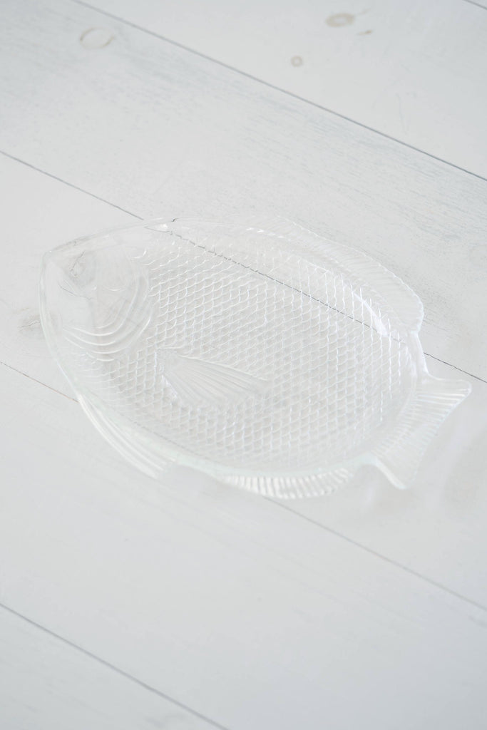 Textured Clear Glass Fish Serving Tray