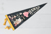 Vintage Black and Pink Hawaii 50th State Pennant Flag