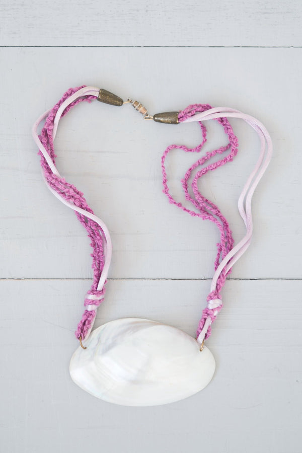 Funky Purple Large Shell Multi-Strand Ribbon Necklace - Made in Maui