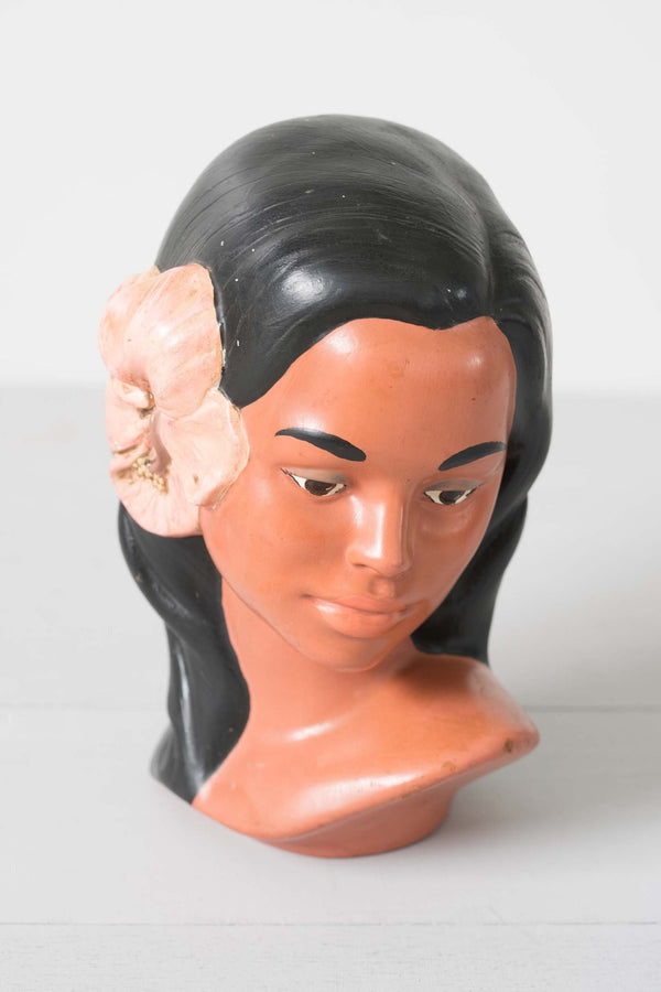 Vintage 1960s Holland Ceramic Hawaiian Woman Bust