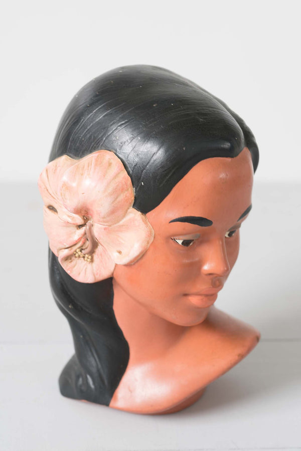 Vintage 1960s Holland Ceramic Hawaiian Woman Bust
