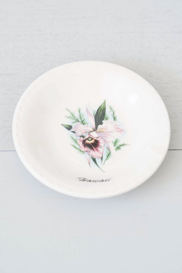Small Vintage Hawaii Iris Flower Porcelain Dish