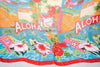 Large Colorful Aloha Scarf With Bright Hawaiian Illustrations