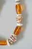 Vintage Leopard Cone Shell and Amber Bead Necklace