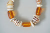 Vintage Leopard Cone Shell and Amber Bead Necklace