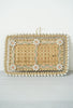 Vintage Basket Weave Straw and Shell Wall Hanging / Hot Pot Placemat