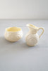 Vintage Collectible Belleek Snail Shell Iridescent Yellow Porcelain Creamer and Sugar Bowl Set