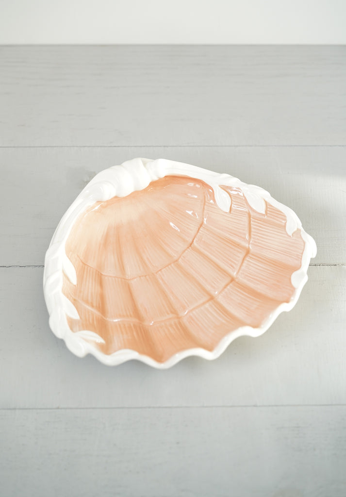 Vintage Hand-Painted Blush Fitz and Floyd Coquille Shell Ceramic Plate