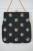 Vintage 1950s Corde-Bead Black Flower Starburst Purse
