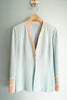 Classy Vintage Blue and Pink Structured Blazer Suit Jacket With Matching Neck Scarf