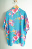 Vintage 80s-90s Mervyn’s Paradise Beach Club Blue and Pink Men’s XL Hawaiian Button-Up Shirt