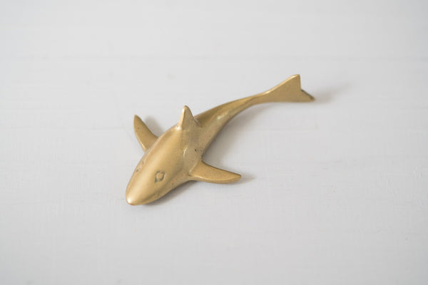 Vintage Brass Shark Paperweight Object