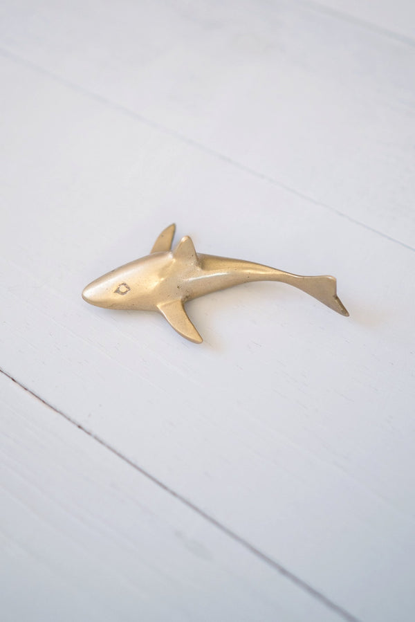 Vintage Brass Shark Paperweight Object