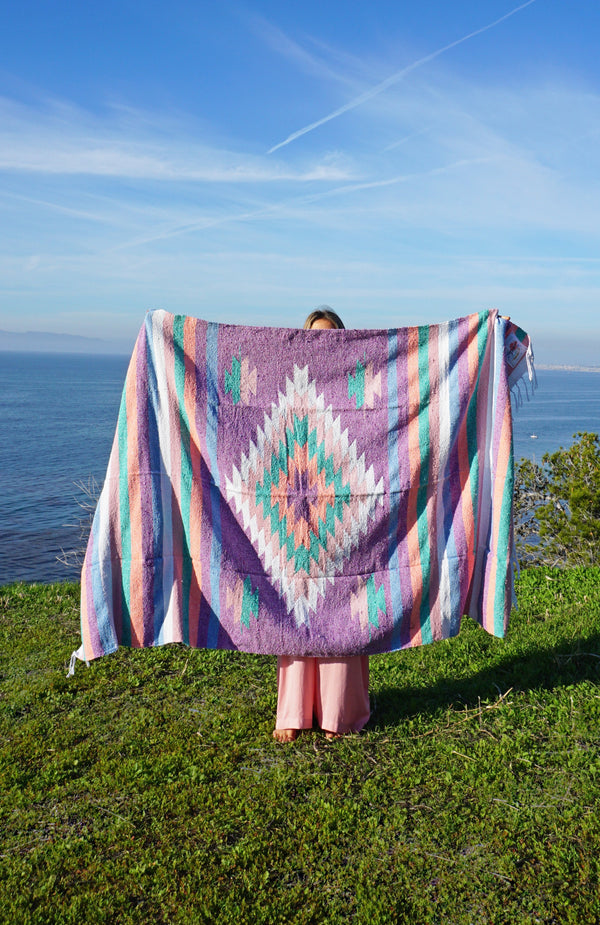 Happy Beach Shack Blanket in Orchid Purple Diamond