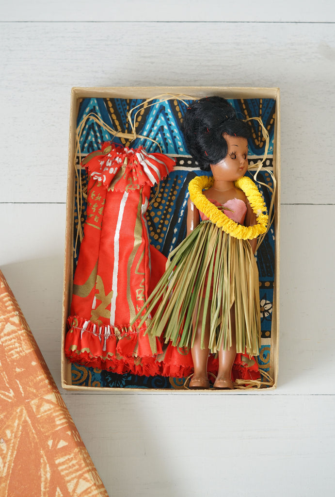 Vintage 1960s Collectible Elsie Denney Honolulu Hawaii Doll With Red Dress & Original Box