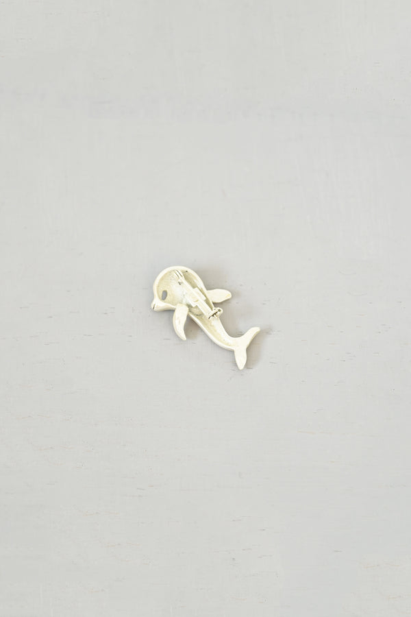 Cute Vintage Pearlescent Dancing Dolphin Pin - Mama Size