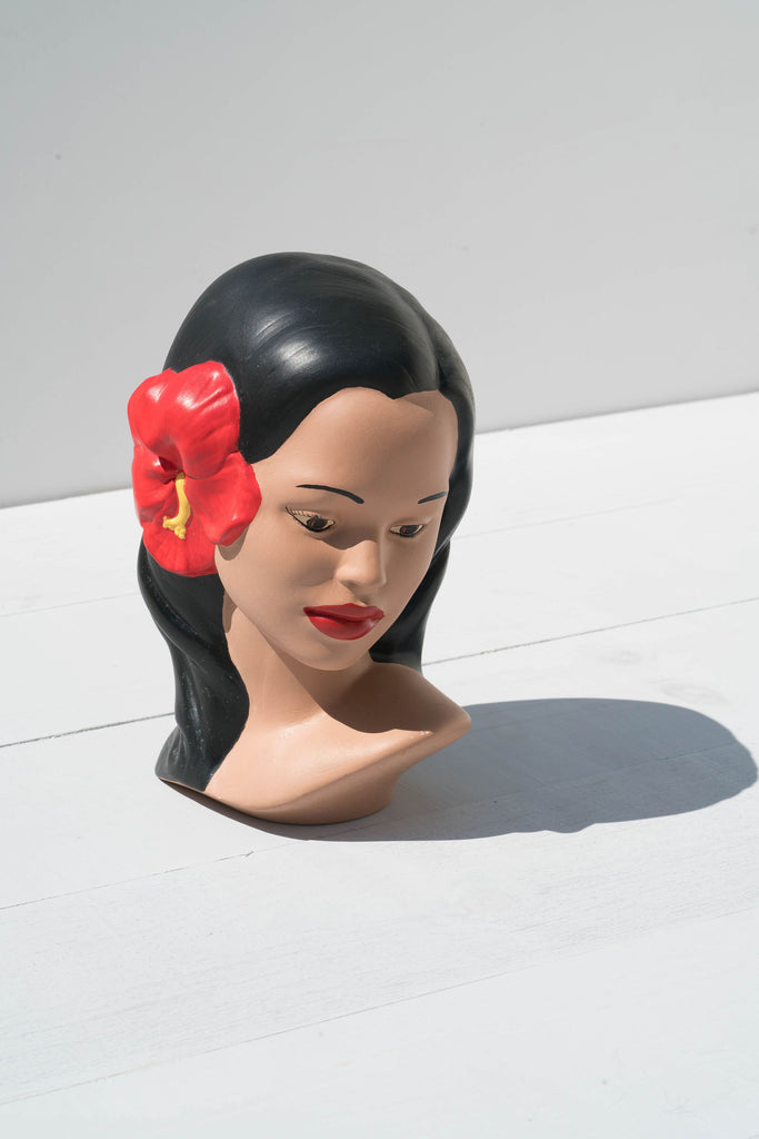 Vintage Polynesian Hula Girl Ceramic Bust