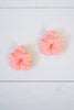 Vintage Large Peach Plastic Hibiscus Post Earrings