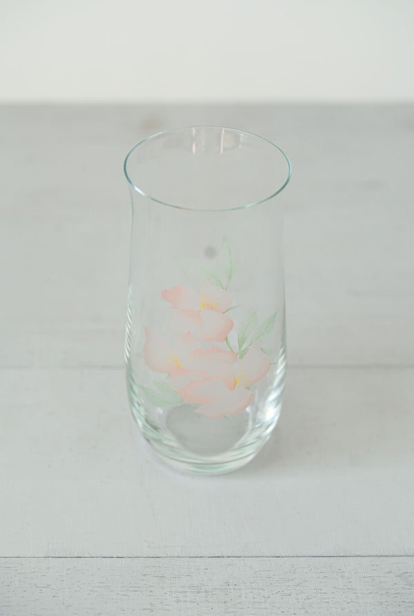 Delicate Glass With Painterly Etched Pink Flowers