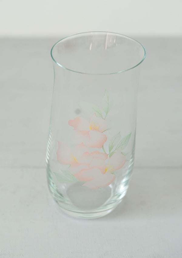 Delicate Glass With Painterly Etched Pink Flowers