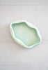 Vintage 1940s Abstract Mint Green Ceramic Shallow Bowl