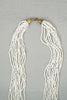 Vintage Multistrand Tiny White Bead Necklace With Brass Flower Clasp