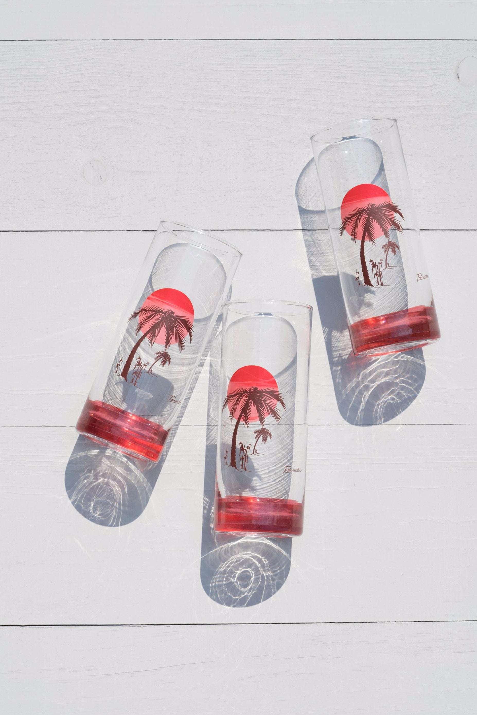 Set Of 6 Palm Tree Acrylic Drinking Glasses - 19.8 Oz Shatterproof Highball Glasses, BPA-Free