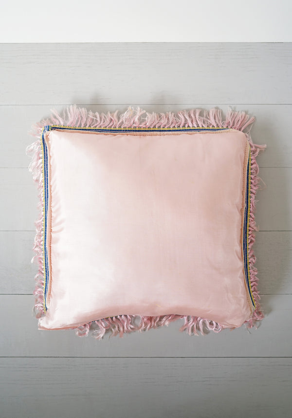 Vintage 1940s - 1950s Blue and Pink Fringe Aloha Hawaii "Mother and Dad" Silky Pillow