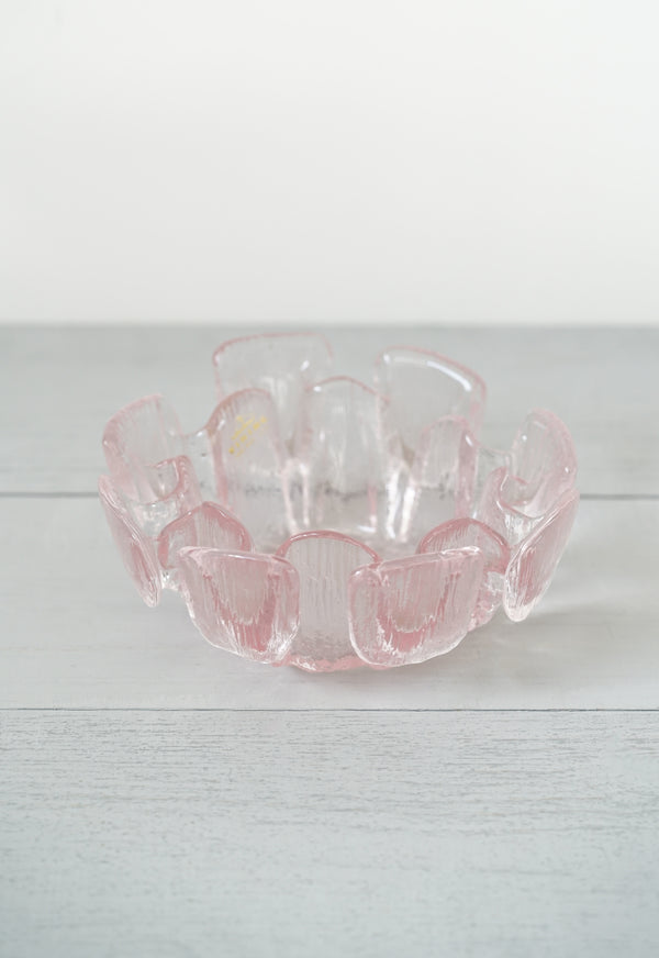 Funky Vintage 1960s Pink Viking Glass Flower Bowl Vase