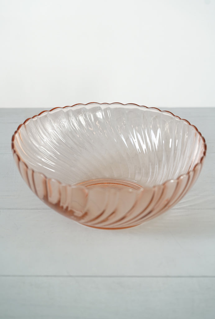 Vintage 1970s Pink Glass Serving Bowl by Arcoroc France