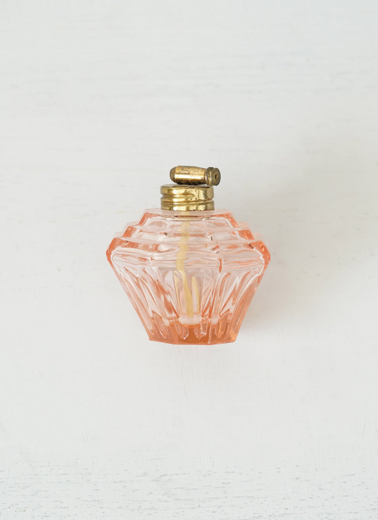 Little Vintage Pink Glass and Gold Perfume Bottle Objet