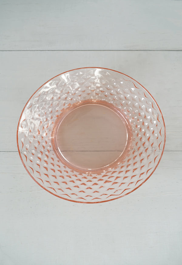 Vintage 1930s Quilted Diamond Pink Glass Bowl by Imperial Glass Co. USA