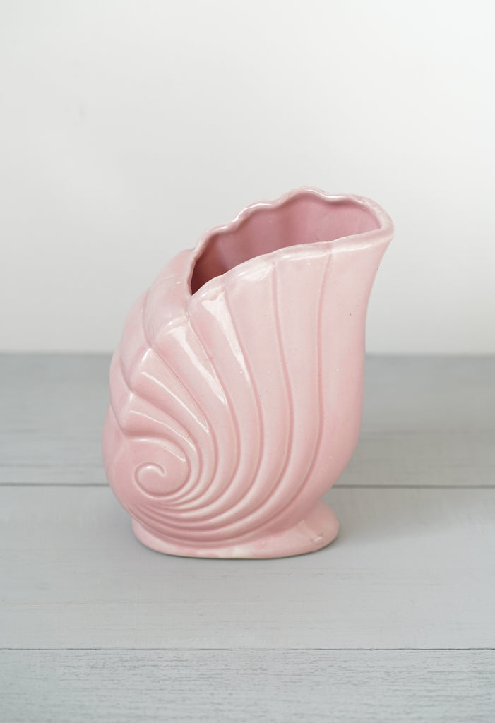 Vintage Dreamy Pink Nautilus Shell-Inspired Vase