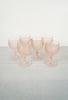 Vintage Set of 6 Italian Pink Wine Glasses With Frosted Flowers