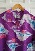 Vintage 1968 Hilo Hattie Hawaii Purple Plumeria Palm Tree Cloud Men's Shirt
