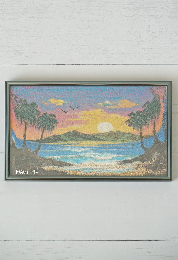 Colorful Maui 1990s Framed Tropical Sand Art
