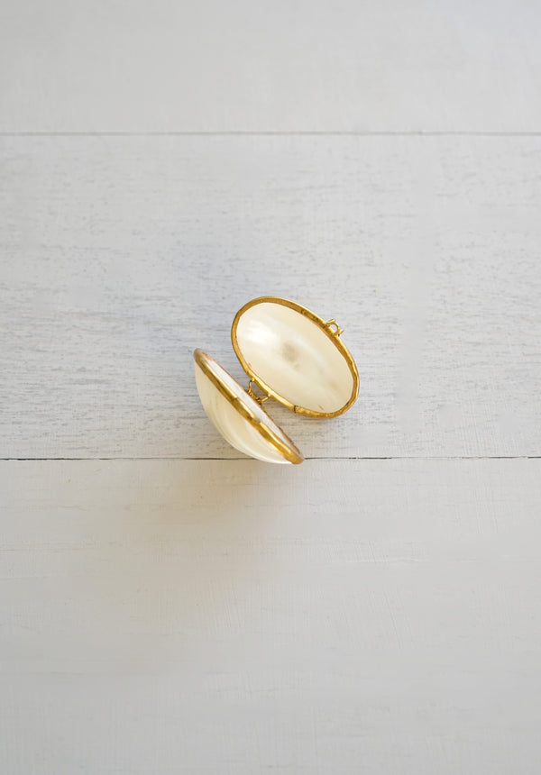 Small Delicate Shell and Brass Trinket Box