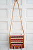 Vintage Striped Red and Pink Straw Crossover Bag