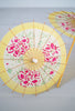 Large Mini Vintage Yellow Japanese Flowers Folding Paper and Wood Party Decor Umbrella