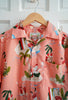 Pink Vintage Hawaiian Santa Tiki Waikiki Christmas Button-Up Shirt