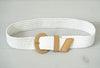 Wide White Beachy Belt With Faux Leather Buckle