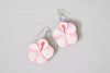 Vintage Pink Painted Wood Hibiscus Dangle Earrings